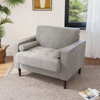Fauteuil d'appoint moderne en velours côtelé avec accoudoirs et coussins