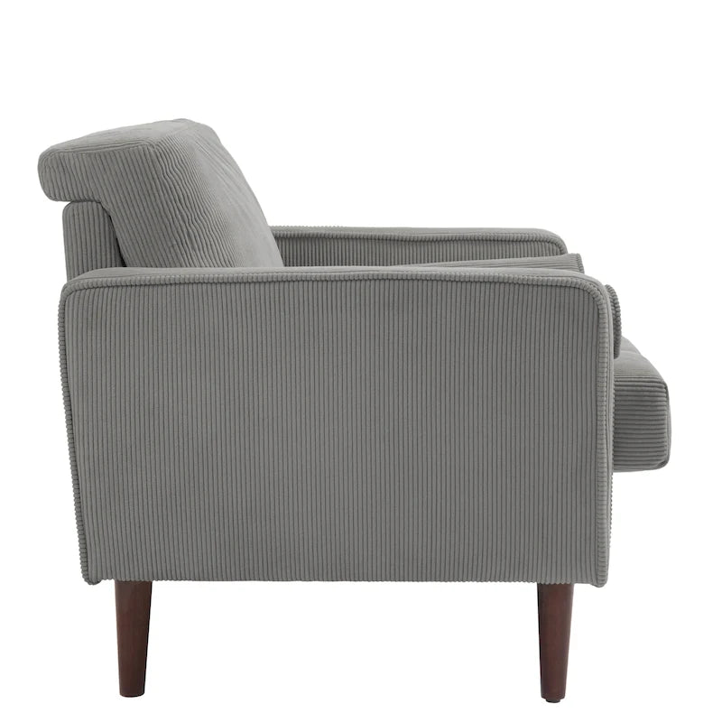 Fauteuil d'appoint moderne en velours côtelé avec accoudoirs et coussins