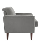 Fauteuil d'appoint moderne en velours côtelé avec accoudoirs et coussins