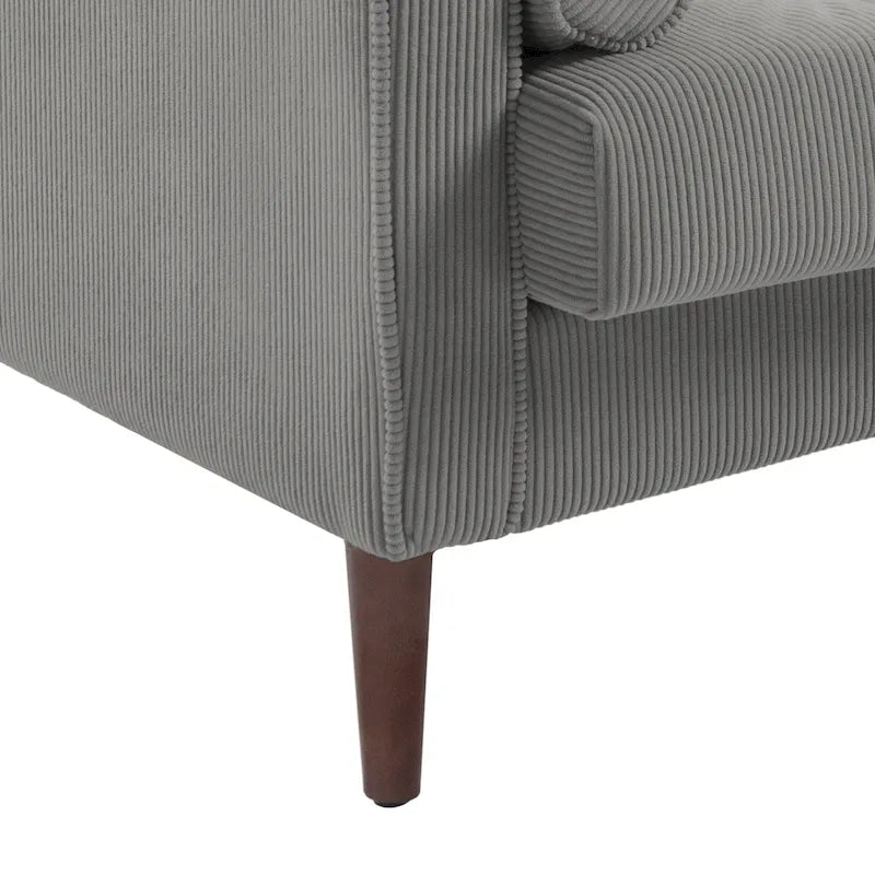Fauteuil d'appoint moderne en velours côtelé avec accoudoirs et coussins