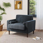 Fauteuil d'appoint moderne en velours côtelé avec accoudoirs et coussins