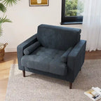 Fauteuil d'appoint moderne en velours côtelé avec accoudoirs et coussins