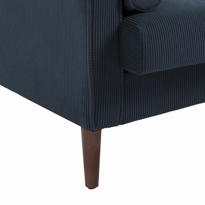 Fauteuil d'appoint moderne en velours côtelé avec accoudoirs et coussins