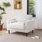 Fauteuil d'appoint moderne en velours côtelé avec accoudoirs et coussins