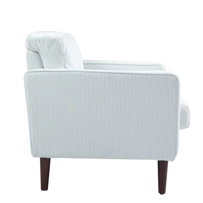 Fauteuil d'appoint moderne en velours côtelé avec accoudoirs et coussins
