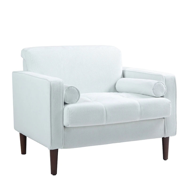 Fauteuil d'appoint moderne en velours côtelé avec accoudoirs et coussins