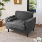 Fauteuil d'appoint moderne en velours côtelé avec accoudoirs et coussins