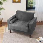 Fauteuil d'appoint moderne en velours côtelé avec accoudoirs et coussins