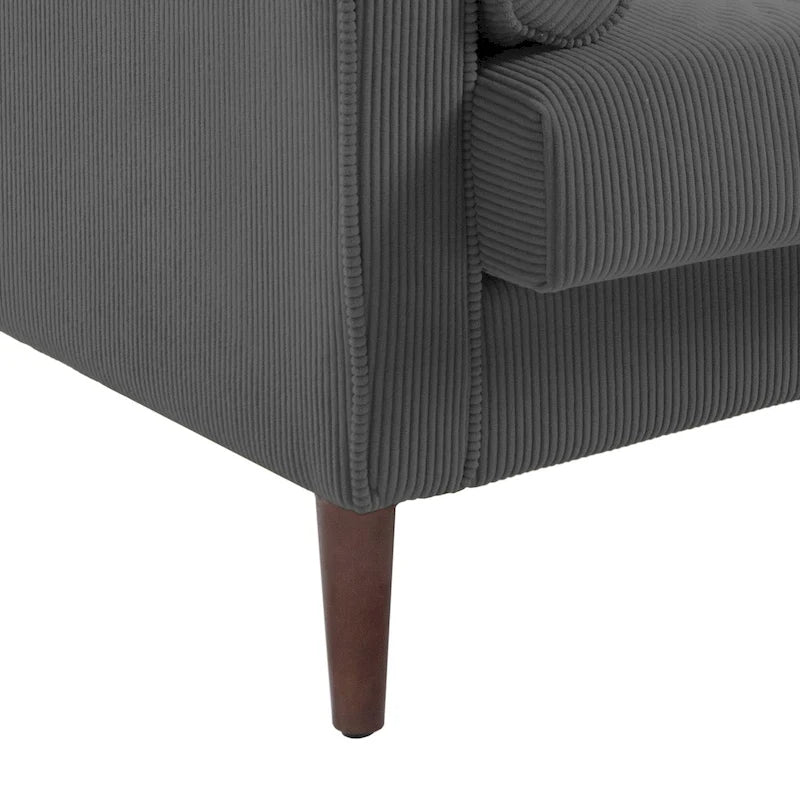 Fauteuil d'appoint moderne en velours côtelé avec accoudoirs et coussins