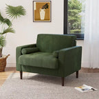 Fauteuil d'appoint moderne en velours côtelé avec accoudoirs et coussins