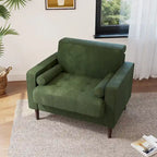 Fauteuil d'appoint moderne en velours côtelé avec accoudoirs et coussins
