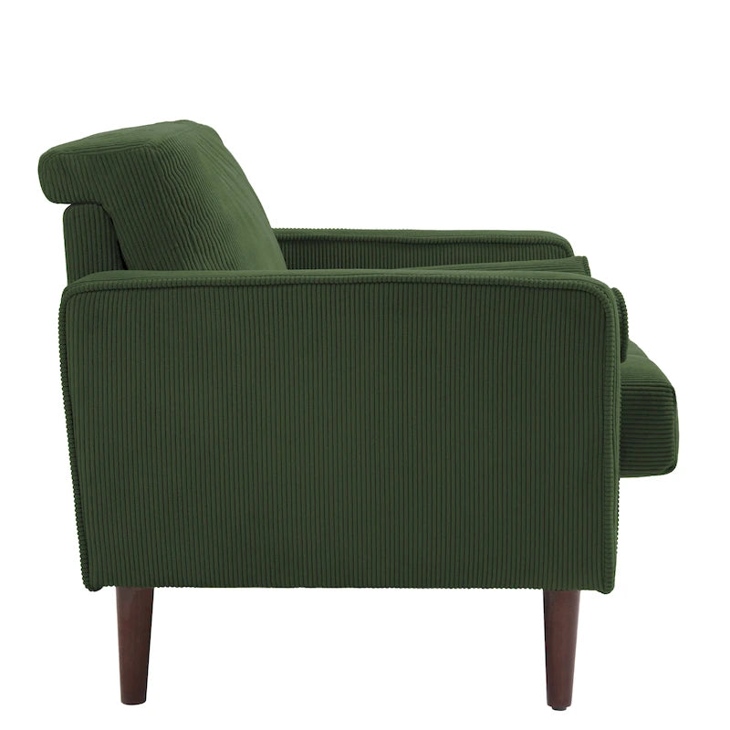 Fauteuil d'appoint moderne en velours côtelé avec accoudoirs et coussins