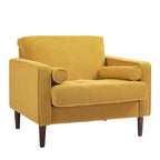 Fauteuil d'appoint moderne en velours côtelé avec accoudoirs et coussins
