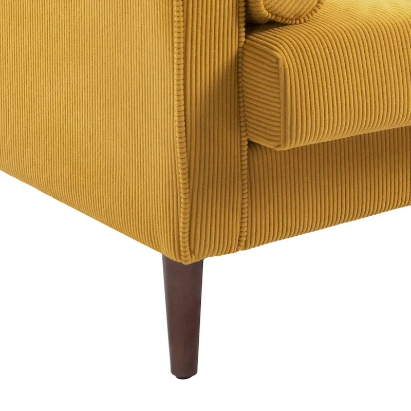 Fauteuil d'appoint moderne en velours côtelé avec accoudoirs et coussins