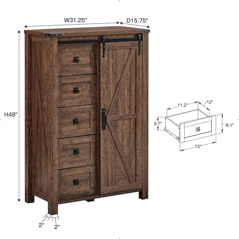 Commode de ferme à 5 tiroirs, commode, organisateur de commode