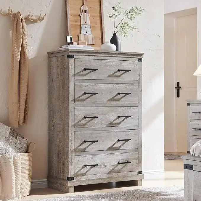 Commode de ferme à 5 tiroirs, commode en bois, commode de placard