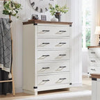 Commode de ferme à 5 tiroirs, commode en bois, commode de placard