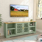Meuble TV décoratif rustique floral de 70 po pour téléviseurs jusqu'à 80 po