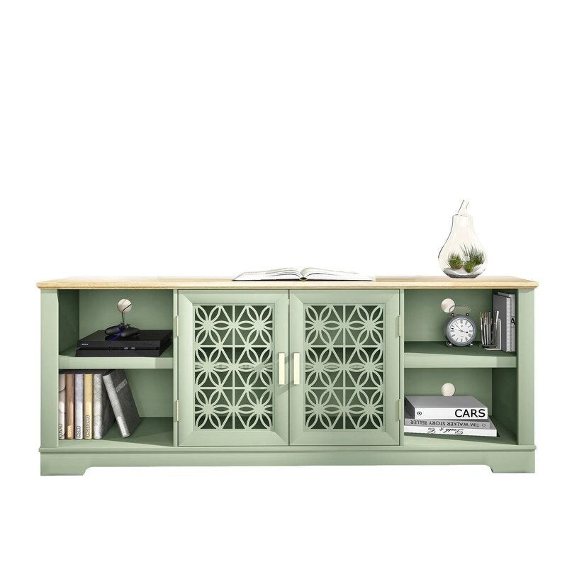 Meuble TV décoratif rustique floral de 70 po pour téléviseurs jusqu'à 80 po