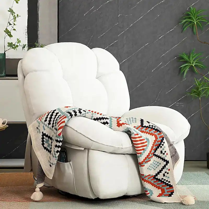 Fauteuil inclinable pivotant XINMICS, Fauteuils inclinables à bascule de massage avec fonction chauffante, ports USB, USB-C et pochette latérale