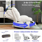 Fauteuil inclinable pivotant XINMICS, Fauteuils inclinables à bascule de massage avec fonction chauffante, ports USB, USB-C et pochette latérale