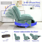 Fauteuil inclinable pivotant XINMICS, Fauteuils inclinables à bascule de massage avec fonction chauffante, ports USB, USB-C et pochette latérale