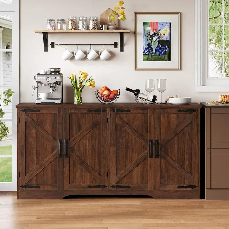 Bahut/Buffet à café à quatre portes avec rangement pour cuisine et salon