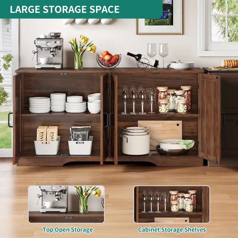 Bahut/Buffet à café à quatre portes avec rangement pour cuisine et salon