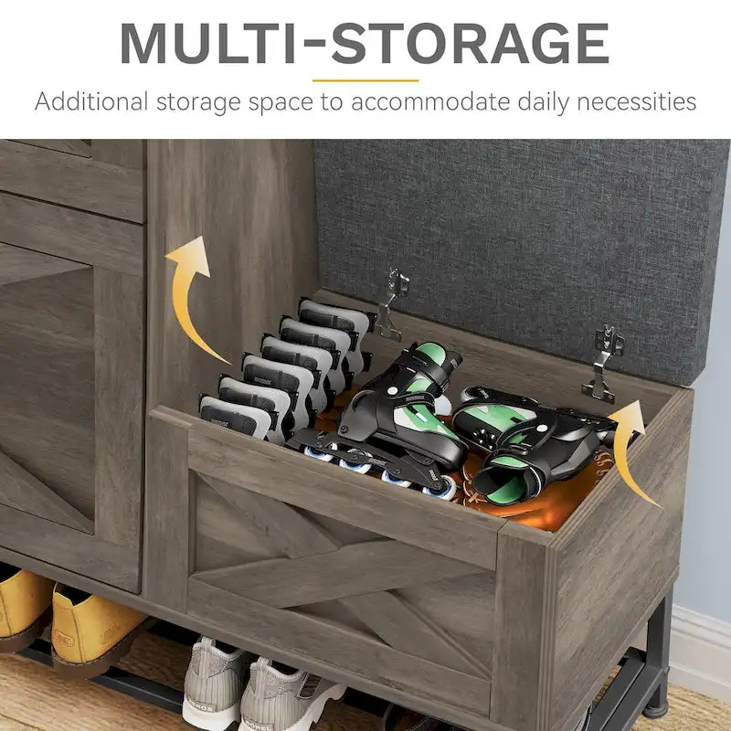 Meuble de rangement à chaussures de ferme avec 2 tiroirs basculants pour 16 paires, rangement à chaussures d'entrée avec banc à chaussures