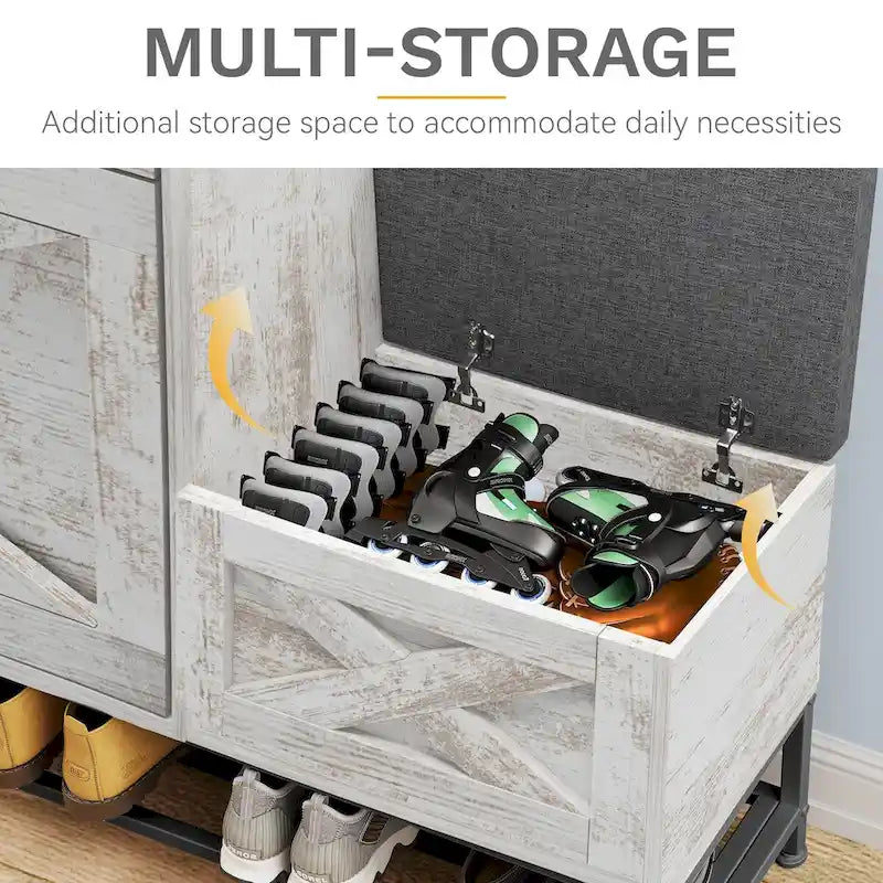 Meuble de rangement à chaussures de ferme avec 2 tiroirs basculants pour 16 paires, rangement à chaussures d'entrée avec banc à chaussures