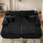 Longue méridienne double en peluche, aucun assemblage requis