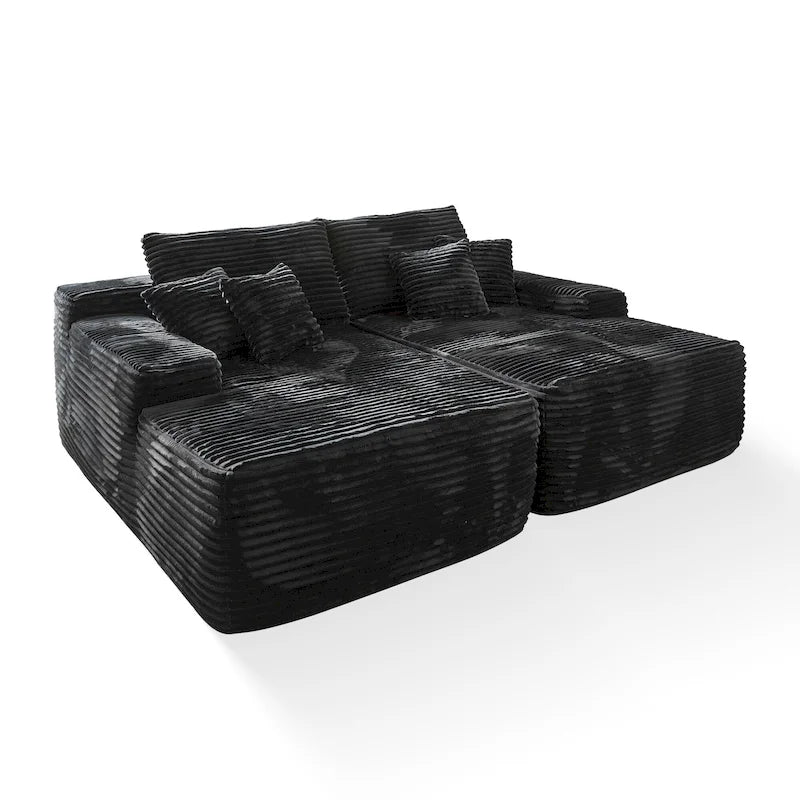 Longue méridienne double en peluche, aucun assemblage requis