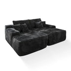 Longue méridienne double en peluche, aucun assemblage requis