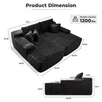 Longue méridienne double en peluche, aucun assemblage requis