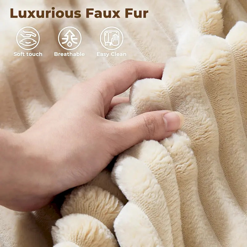 Longue méridienne double en peluche, aucun assemblage requis