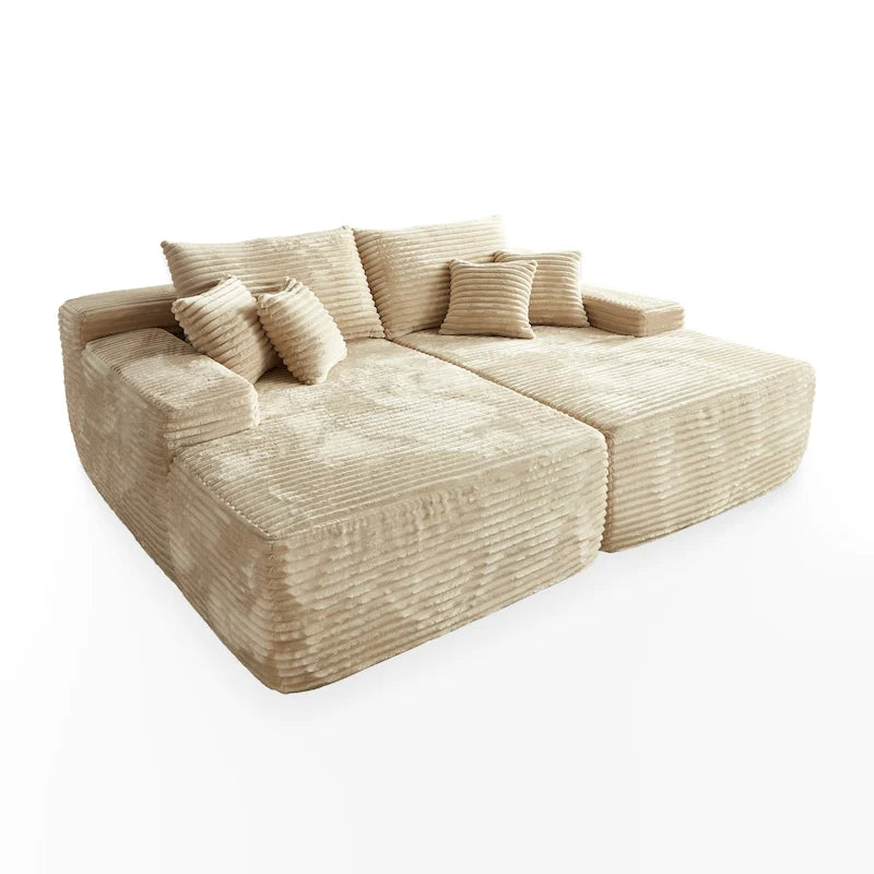 Longue méridienne double en peluche, aucun assemblage requis