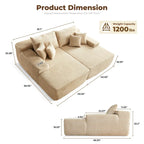 Longue méridienne double en peluche, aucun assemblage requis