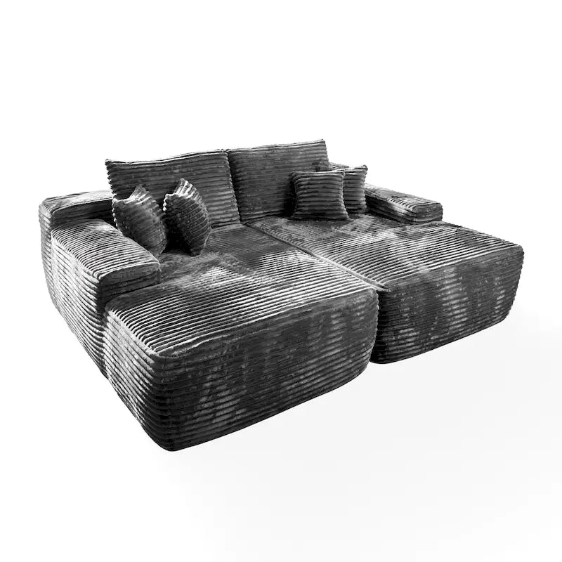 Longue méridienne double en peluche, aucun assemblage requis