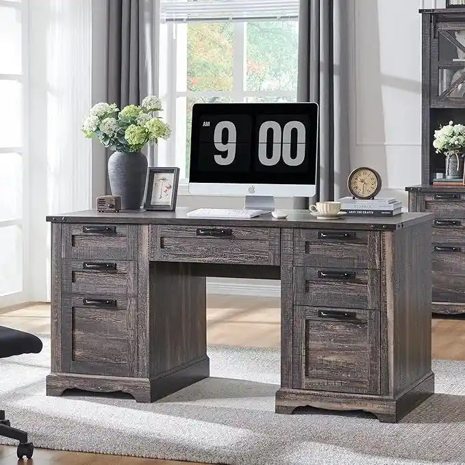 Bureau de direction de ferme de 60 po, Bureau d'ordinateur de maison en bois