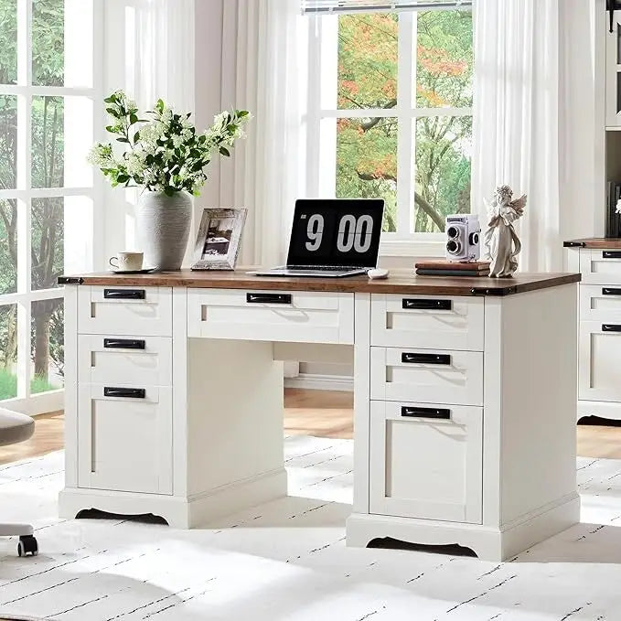 Bureau de direction de ferme de 60 po, Bureau d'ordinateur de maison en bois