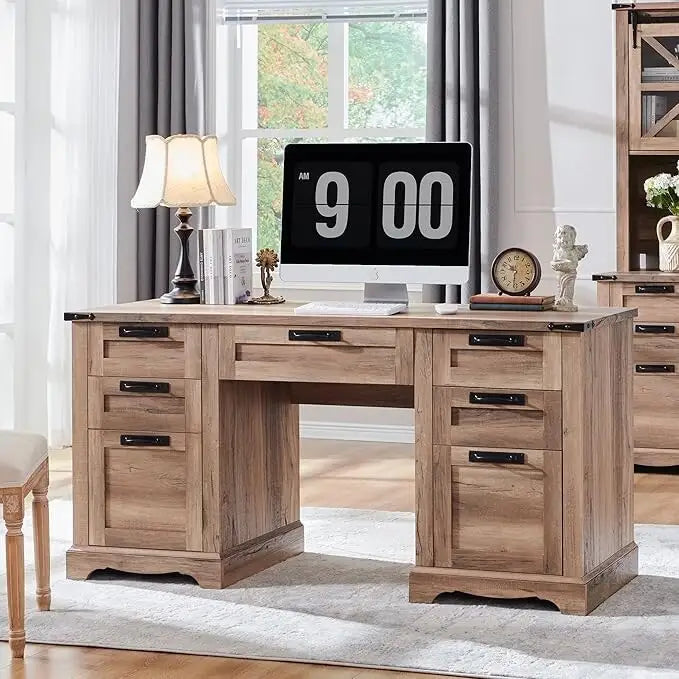 Bureau de direction de ferme de 60 po, Bureau d'ordinateur de maison en bois