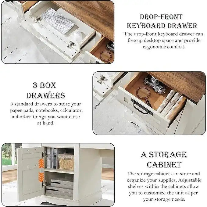 Bureau de direction de ferme de 60 po, Bureau d'ordinateur de maison en bois