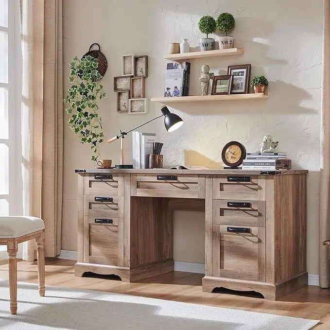 Bureau de direction de ferme de 60 po, Bureau d'ordinateur de maison en bois