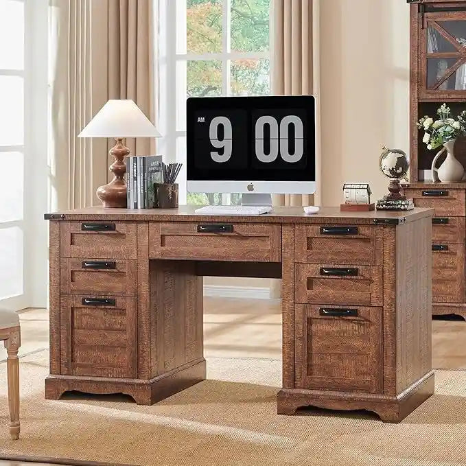 Bureau de direction de ferme de 60 po, Bureau d'ordinateur de maison en bois