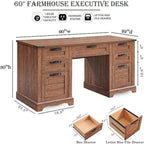 Bureau de direction de ferme de 60 po, Bureau d'ordinateur de maison en bois