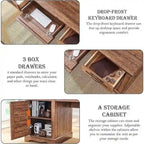Bureau de direction de ferme de 60 po, Bureau d'ordinateur de maison en bois
