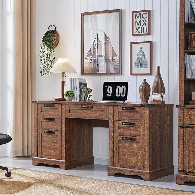 Bureau de direction de ferme de 60 po, Bureau d'ordinateur de maison en bois