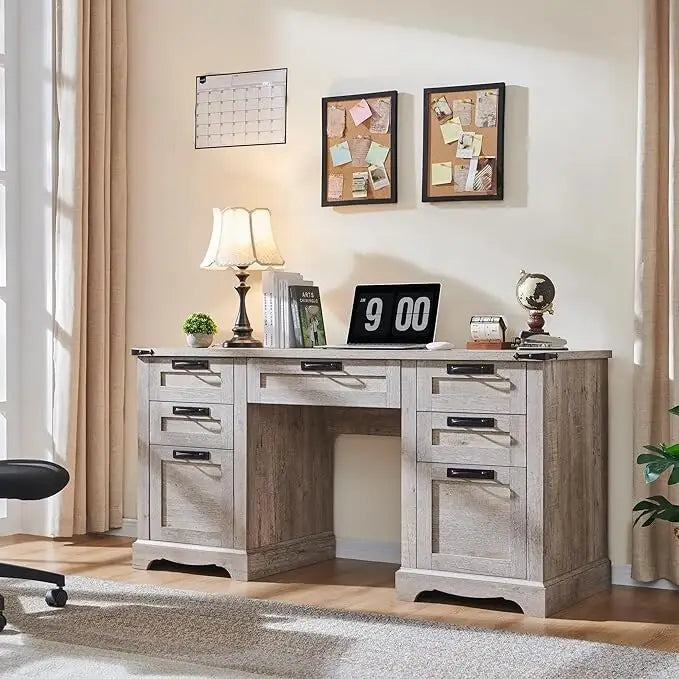 Bureau de direction de ferme de 60 po, Bureau d'ordinateur de maison en bois